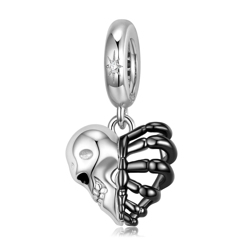 Skeleton Heart Skeleton Pendant Punk Style Personality Silver Pendant