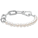Freshwater Pearl Chain Bracelet 925 Silver Bangle