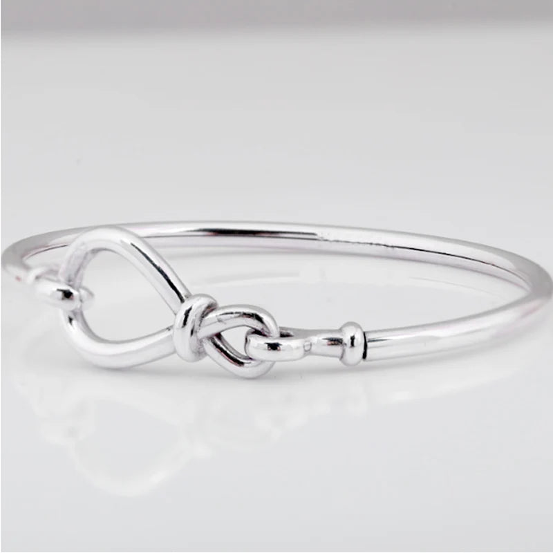 Smooth Infinity Knot Snake Chain Bracelet 925 Sterling Silver Bangle Women