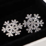 Snowflake Earrings Clear Crystal 925 Sterling Silver Wedding Party Gift