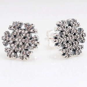Snowflake Earrings Clear Crystal 925 Sterling Silver Wedding Party Gift