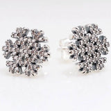 Snowflake Earrings Clear Crystal 925 Sterling Silver Wedding Party Gift