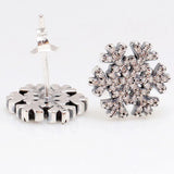 Snowflake Earrings Clear Crystal 925 Sterling Silver Wedding Party Gift