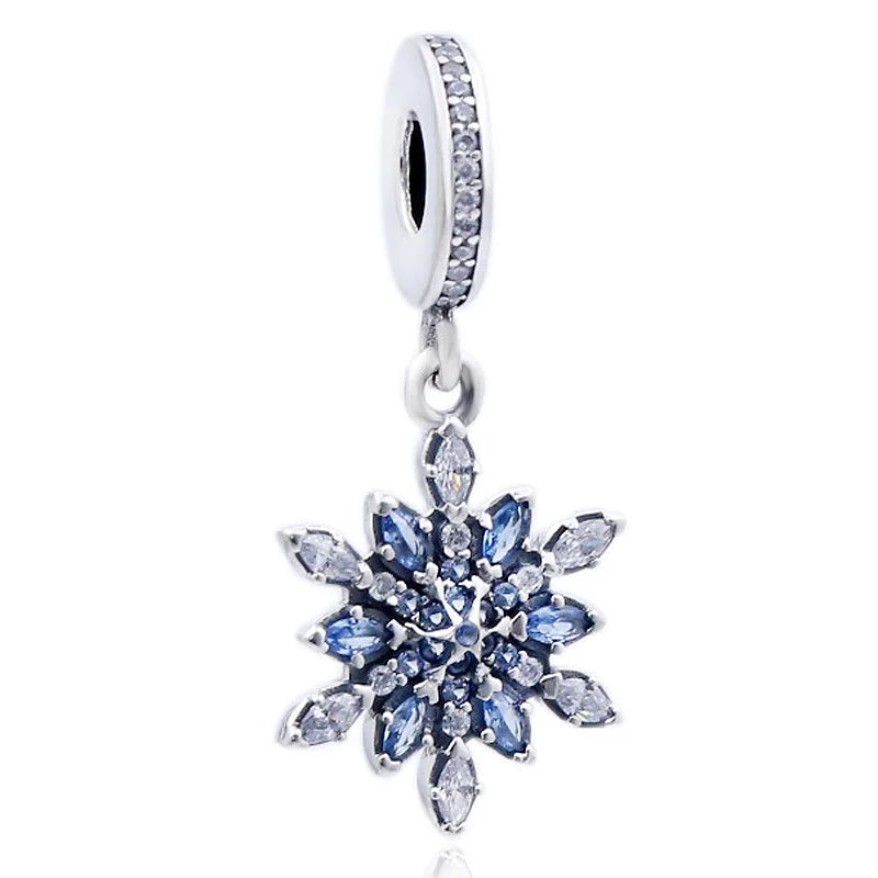 Snowflake Crystal Pendant Beads for 925 Silver Bracelet DIY Jewelry
