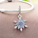 Snowflake Crystal Pendant Beads for 925 Silver Bracelet DIY Jewelry
