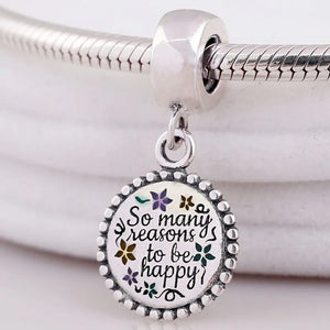 Happy Pendant Beads for 925 Silver Charm Bracelet DIY Jewelry