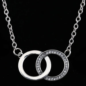 Sparkle Entwined Circles Signature Chain Necklace 925 Sterling Silver