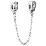 Sparkling Love Hearts Safety Chain Charm for Bracelet