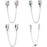 Sparkling Love Hearts Safety Chain Charm for Bracelet