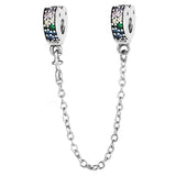 Sparkling Love Hearts Safety Chain Charm for Bracelet