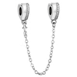 Sparkling Love Hearts Safety Chain Charm for Bracelet