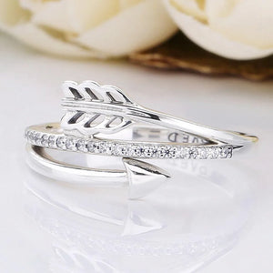 Sparkling Crystal Arrow Rings 925 Sterling Silver Wedding Party Gift Jewelry