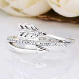 Sparkling Crystal Arrow Rings 925 Sterling Silver Wedding Party Gift Jewelry