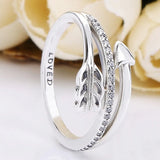 Sparkling Crystal Arrow Rings 925 Sterling Silver Wedding Party Gift Jewelry