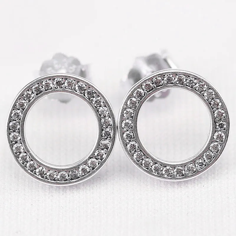 Sparkling Forever Crystal Stud Earrings 925 Silver Wedding