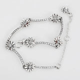 Sparkling Daisy Flower Crystal Bracelet 925 Sterling Silver Charm Bangle