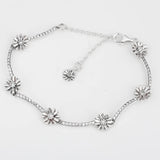 Sparkling Daisy Flower Crystal Bracelet 925 Sterling Silver Charm Bangle
