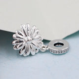 Sparkling Daisy Flower Pendant Beads 925 Sterling Silver Charm Europe Bracelet