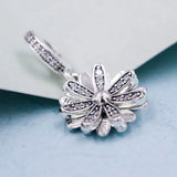 Sparkling Daisy Flower Pendant Beads 925 Sterling Silver Charm Europe Bracelet