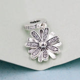 Sparkling Daisy Flower Pendant Beads 925 Sterling Silver Charm Europe Bracelet