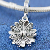Sparkling Daisy Flower Pendant Beads 925 Sterling Silver Charm Europe Bracelet