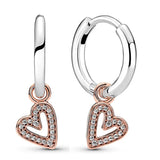 Crystal Heart Hoop Earrings 925 Sterling Silver Wedding Gift
