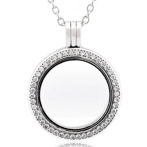 Sparkling Heart Key Crown Locket Necklace 925 Sterling Silver Charm DIY Jewelry