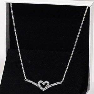 Heart Wishbone Crystal Necklace 925 Silver Charm Bracelet