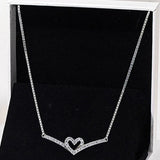 Heart Wishbone Crystal Necklace 925 Silver Charm Bracelet