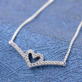 Heart Wishbone Crystal Necklace 925 Silver Charm Bracelet