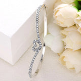 Sparkling Heart Wishbone Crystal Bangle for 925 Sterling Silver Bracelet