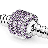 Sparkling Love Heart & Barrel Clasp 925 Silver Bracelet Bangle Charm