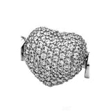 Sparkling Love Heart & Barrel Clasp 925 Silver Bracelet Bangle Charm
