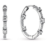 Sparkling Pave Bars Hoop Earring With Crystal 925 Sterling Silver Wedding Gift