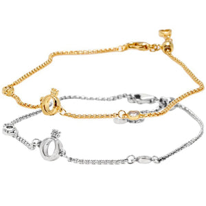 925 Sterling Silver Sparkling Chain Bracelet Bangle for European Bead Charms