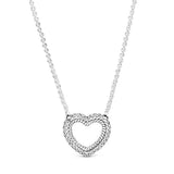 Sparkling Snake Chain Heart Necklace 925 Sterling Silver Charm Jewelry