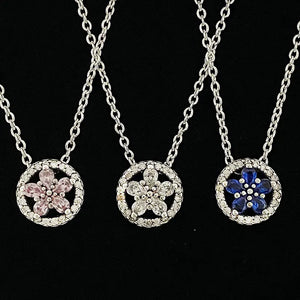 Sparkling Snowflake Collier With Clear Pink Crystal Necklace
