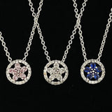 Sparkling Snowflake Collier With Clear Pink Crystal Necklace