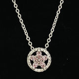 Sparkling Snowflake Collier With Clear Pink Crystal Necklace