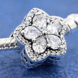 Snowflake Daisy Flower Crystal Charm for 925 Silver Bracelet