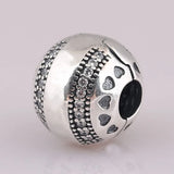 Sparkling Hearts Clip Stopper Beads 925 Silver Charm Bracelet DIY Jewelry