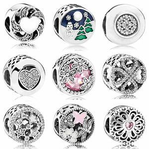 Ribbon Love Heart Spacer Bead Charms for Europe Bracelet 925 Sterling Silver