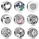 Ribbon Love Heart Spacer Bead Charms for Europe Bracelet 925 Sterling Silver