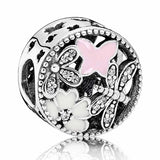Ribbon Love Heart Spacer Bead Charms for Europe Bracelet 925 Sterling Silver