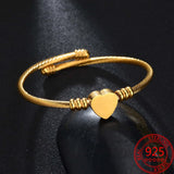 Stainless Steel Love Charm Bracelet Adjustable Open Couple Bracelet