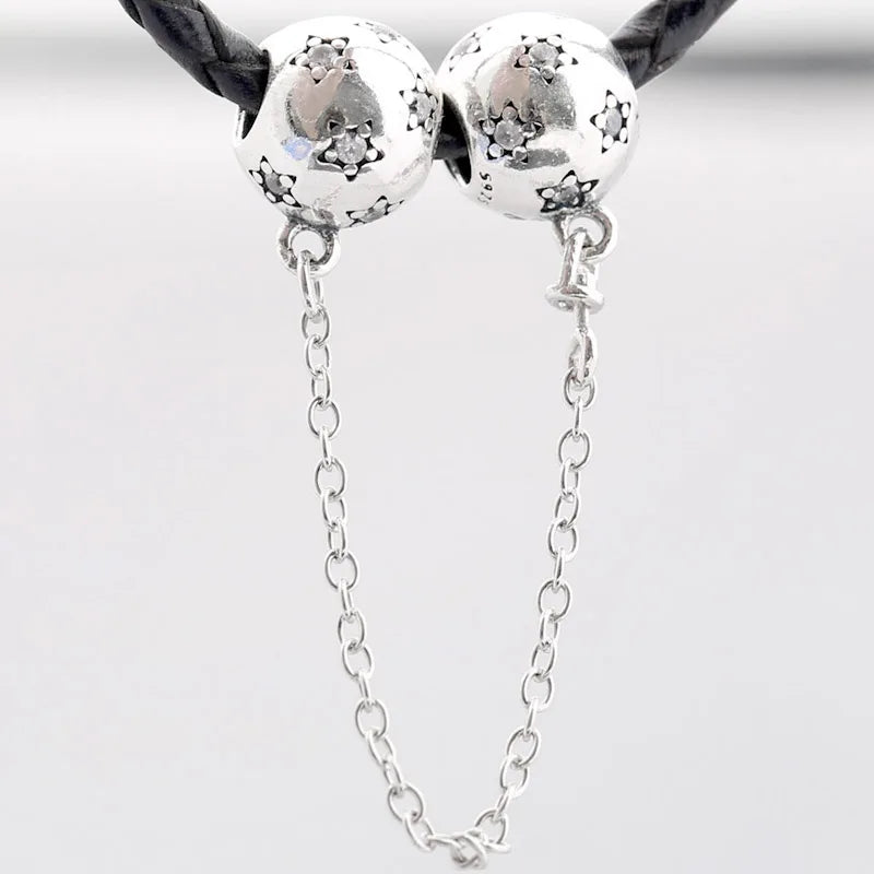 Crystal Safety Chain Beads for Charm Bracelet Bangle