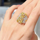 Sterling Silver Yellow CZ Wedding Engagement Band Gift Jewelry