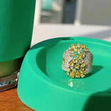 Sterling Silver Yellow CZ Wedding Engagement Band Gift Jewelry