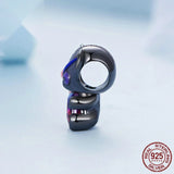 S925 Love Bear Bracelet Charm with Heart-shaped Zircon Beads