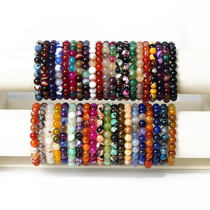 Original Stripe Agates Beads Bracelet Natural Stone Chakra Bead Bangles